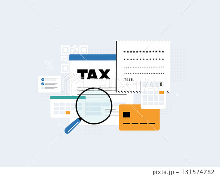 Tax bill payment concept. Online bill payment with mobile phone. Digital tax time planning with invoice and secure transaction process, finance technology for managing bills and government services 131524782