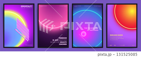 Neon Design. Space orbit gradient neon poster templates with glowing ring eclipse backgrounds and bold headlines for music event flyers covers and banners. Vector decorative illustration. Neon Design. Space orbit gradient neon poster templates with glowing ring eclipse backgrounds and bold headlines for music event flyers covers and banners. Vector decorative illustration. 131525085