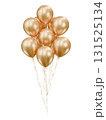 Gold balloons bunch. Party celebration balloons on isolated background. 3d rendering. Applicable for birthday holiday design. 131525134