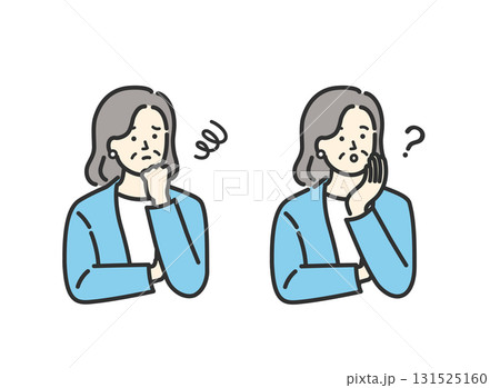 ミドル シニア ビジネス 女性の悩みアイコンイラスト素材 ミドル シニア ビジネス 女性の悩みアイコンイラスト素材 131525160