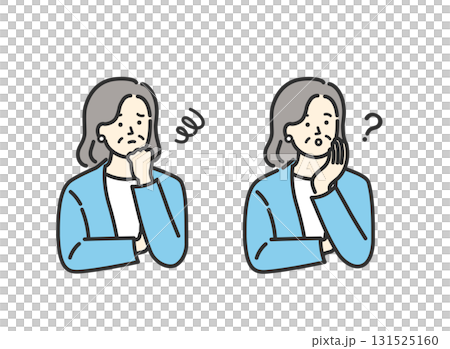 ミドル シニア ビジネス 女性の悩みアイコンイラスト素材 ミドル シニア ビジネス 女性の悩みアイコンイラスト素材 131525160