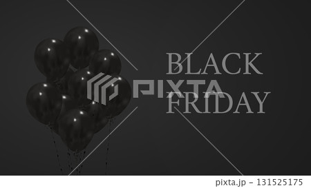 Black Friday banner with realistic black balloons bunch. Copy Space. Black Friday sale banner. Black Friday banner with realistic black balloons bunch. Copy Space. Black Friday sale banner. 131525175