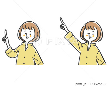 上を指差している女性 上半身 ベクター 上を指差している女性 上半身 ベクター 131525400