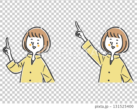 上を指差している女性 上半身 ベクター 上を指差している女性 上半身 ベクター 131525400
