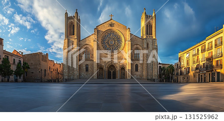 Stunning Cathedral in Mediterranean Cityscape A Picturesque Urban Scene 131525962