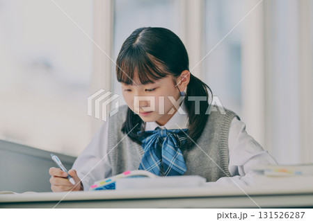 勉強する女子中学生 勉強する女子中学生 131526287
