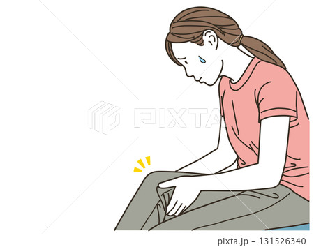 膝や足の痛みに悩む女性のイラスト 131526340