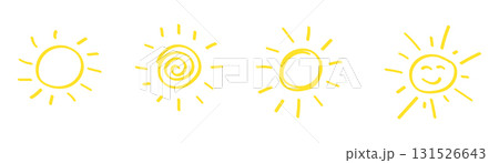 drawn doodle sun icons. 131526643