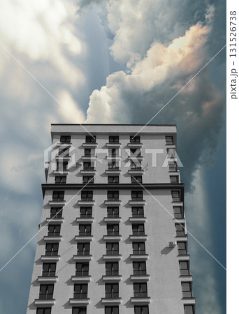 Contemporary multi storey condominium in urban downtown. Tall residential and commercial block with Contemporary multi storey condominium in urban downtown. Tall residential and commercial block with 131526738