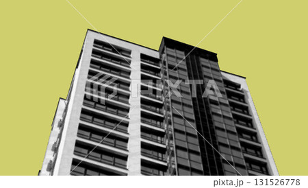 high rise tower in downtown metropolitan area. Residential and commercial block with glass facade, high rise tower in downtown metropolitan area. Residential and commercial block with glass facade, 131526778