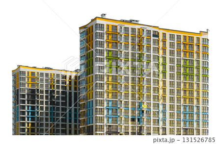 highrise condominium with glass facade, balconies and modern design in sunny urban setting. City highrise condominium with glass facade, balconies and modern design in sunny urban setting. City 131526785