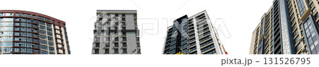 Modern apartment building with glass balconies and contemporary facade. Tall residential tower in Modern apartment building with glass balconies and contemporary facade. Tall residential tower in 131526795