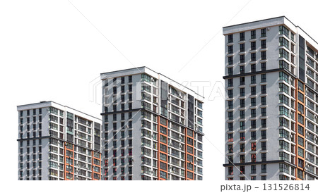 Modern high rise residential complex with balconies and windows in developing urban neighborhood. Modern high rise residential complex with balconies and windows in developing urban neighborhood. 131526814
