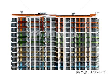 Modern multistorey residential building with balconies and concrete facade in developing 131526842