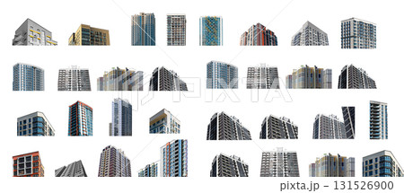 Tall apartment building with modern glass facade in contemporary neighborhood. New multi family Tall apartment building with modern glass facade in contemporary neighborhood. New multi family 131526900