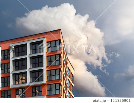 Tall building in modern metropolis. Residential and commercial highrise with concrete facade, 131526901