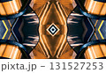 futuristic technology background with digital mirrored and symmetry patterns and cyber glow, innovative tech backdrop with tunnel and warp virtual network design and electronic light, blue and gold 131527253
