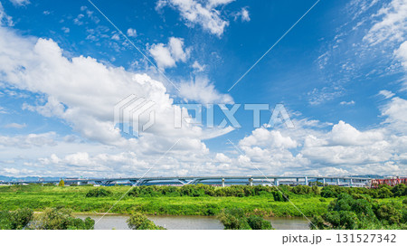 木津川風景　京滋バイパス　京都府八幡市 131527342