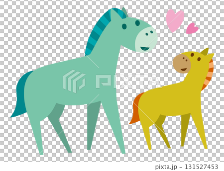 Cute illustration of a horse and its child Cute illustration of a horse and its child 131527453