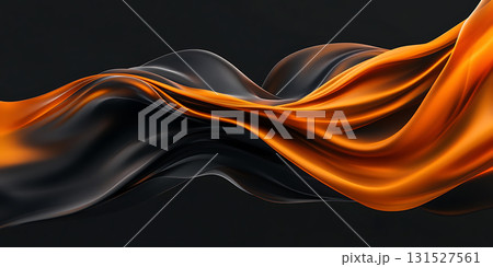 Stunning Abstract Black  Orange Swirling Fabric Design Element for Banners Websites  More 131527561