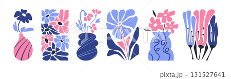 Modern doodle flower compositions 131527641