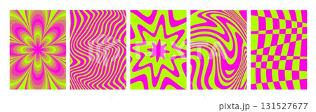 Psychedelic acid color illusion patterns set 131527677