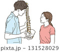 男性整体師が女性患者に背骨を使って説明するイラスト 131528029