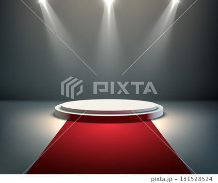 stage spotlight award podium red carpet illuminated background glamorous presentation interior design ceremony template for event and celebration success scene stage spotlight award podium red carpet illuminated background glamorous presentation interior design ceremony template for event and celebration success scene 131528524