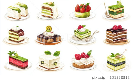 Delicious Assorted Cakes Sweet Treats Bakery Dessert Food Pastry Confectionery Culinary red art kiwi 131528812