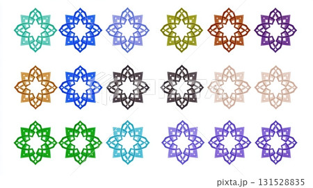 Colorful Geometric Star Mandala Design Elements Pack art set image style retro vector shapes bright 131528835