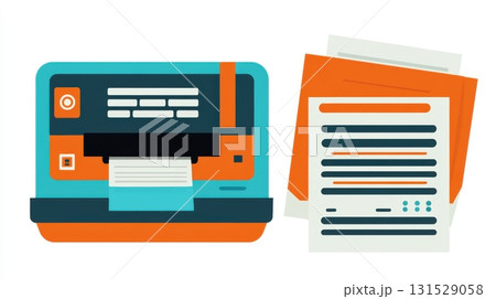 Modern Flat Design Printer Document Vector Illustration work icon blue teal file data page paper Modern Flat Design Printer Document Vector Illustration work icon blue teal file data page paper 131529058