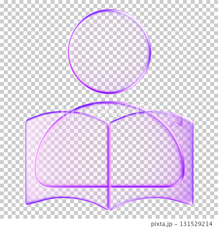 3D glassmorphism user with book icon. Minimal glossy purple symbol representing student, reading, knowledge, and education. Suitable for digital learning, online school 3D glassmorphism user with book icon. Minimal glossy purple symbol representing student, reading, knowledge, and education. Suitable for digital learning, online school 131529214