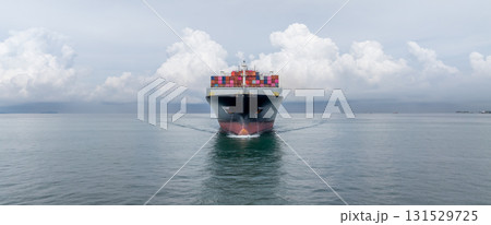 Container ship cargo shipping business logistic import and export freight transportation by container ship in open sea, Container loading cargo freight ship boat. Container ship cargo shipping business logistic import and export freight transportation by container ship in open sea, Container loading cargo freight ship boat. 131529725