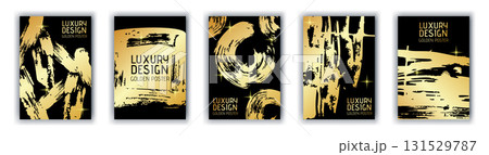 Poster texture gold. Grunge glam. Luxury party, vintage vertical background, card or flyer design. Foil fashion shape. Cover business. Golden brush abstract vector creative graphic garish template set Poster texture gold. Grunge glam. Luxury party, vintage vertical background, card or flyer design. Foil fashion shape. Cover business. Golden brush abstract vector creative graphic garish template set 131529787