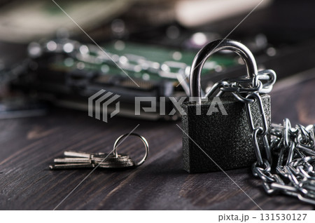 The hard disk in the photo is securely locked with a metal guard 131530127