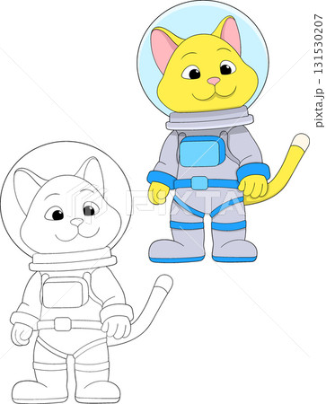 Cute Cartoon Astronaut Cat Illustration 131530207