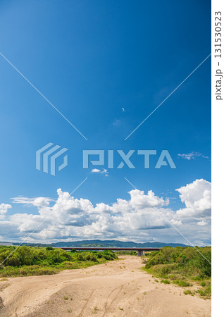 干上がった川底を見せる木津川 上津屋橋下流側 京都府八幡市 干上がった川底を見せる木津川 上津屋橋下流側 京都府八幡市 131530523
