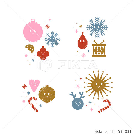Christmas cute cartoon labels set 131531031