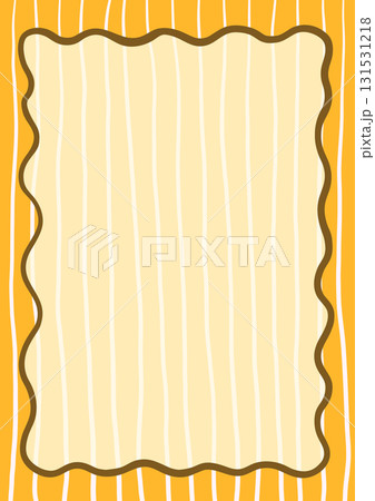 Brown wavy frame on yellow striped background for invitations and posters Brown wavy frame on yellow striped background for invitations and posters 131531218
