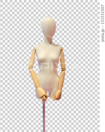Human mannequin torso with wooden articulated arms for fashion design and art modeling 131531507