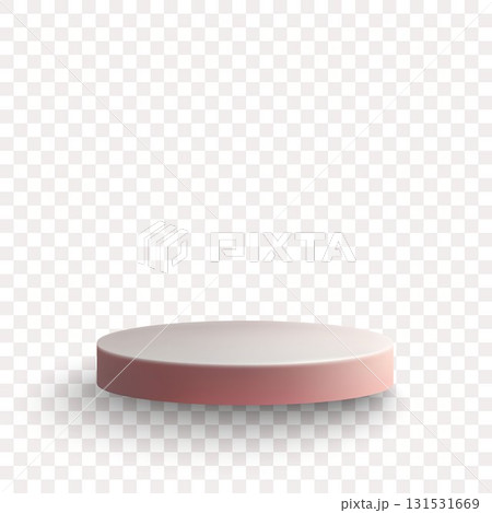 Minimalistic round beige-pink stand on a transparent background with a soft shadow for a premium product demonstration. Eps10 131531669