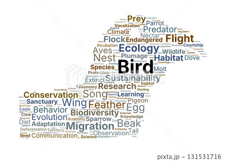 Bird Word Cloud. Key Concepts On Bird Industry, Avian Biology, Ecology, Behavior, And Conservation 131531716