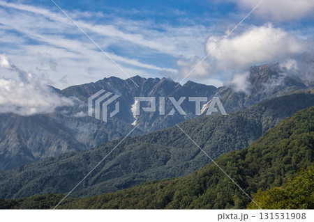 二つの氷河 唐松沢雪渓と不帰沢雪渓 長野県小谷村 二つの氷河 唐松沢雪渓と不帰沢雪渓 長野県小谷村 131531908