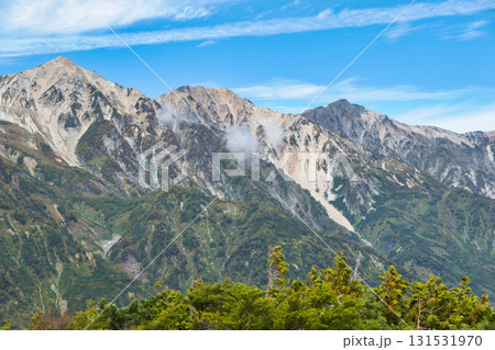 八方尾根自然研究路から見る白馬三山　長野県白馬村 131531970