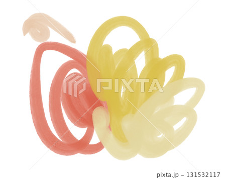 赤や黄色のカラフルな毛糸のような花のようなあしらいイラスト 131532117