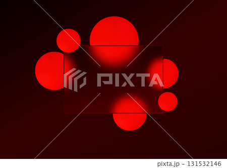 Vector background in glassmorphism style with floating red spheres and transparent dark panel on gradient background. Vector background in glassmorphism style with floating red spheres and transparent dark panel on gradient background. 131532146