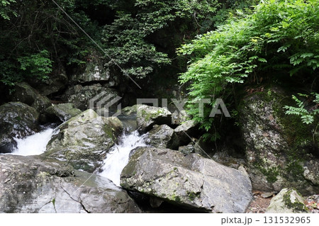 仏渕の黒い岩肌を流れる白い滝 仏渕の黒い岩肌を流れる白い滝 131532965