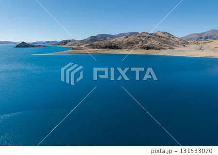 Aerial view of beautiful Yamdrok Yumtso lake in Tibet, China Aerial view of beautiful Yamdrok Yumtso lake in Tibet, China 131533070
