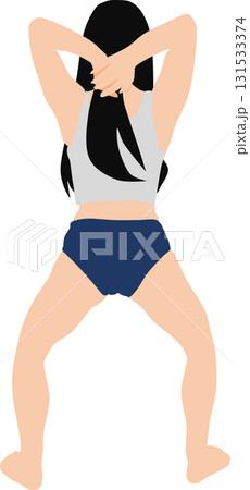 ダイエットする女性のイラスト(筋トレ) 131533374