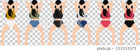 Illustration of a woman on a diet (stretching) Illustration of a woman on a diet (stretching) 131533375